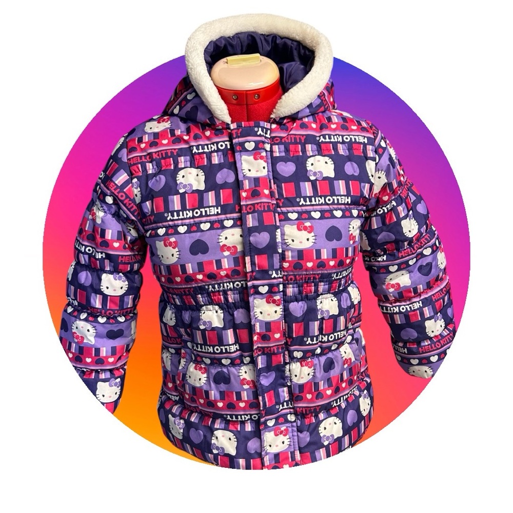Hello Kitty Girls Puffer Jacket - Purple and Pink 14